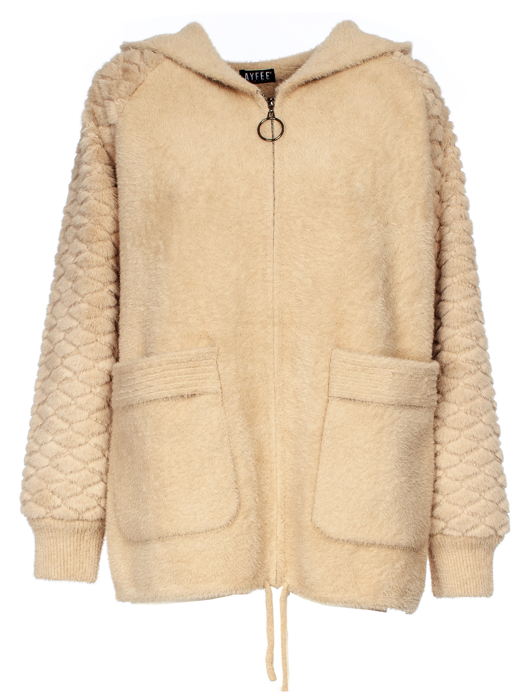 GIACCA CORTA CON CAPPUCCIO PELLICCIA,3 TG,100%NY,MADE IN PRC        - BEIGE